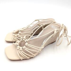 PAIGE Sierra Leather Ring Espadrilles Wedge Sandal Women's Bone Size US6 EU37
